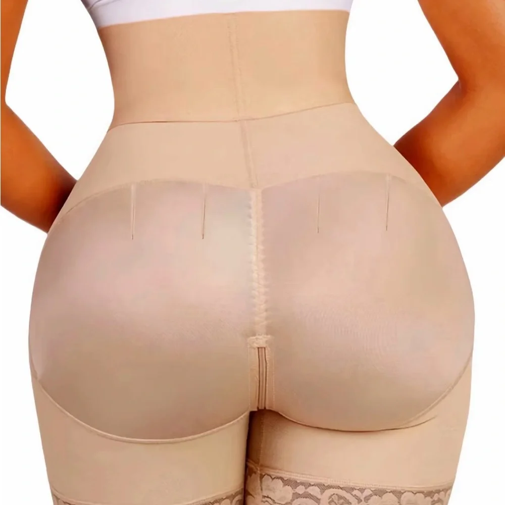 Women XL High Waisted Seamless Shape-wear shorts Beige